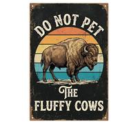 GLOBLELAND Do Not Pet The Cows Metal Tin Sign 12x8 inch Funny Bison Tin Signs Retro Wild Cow Wall Poster Plaque for Garden Farm Zoo Living Room Cafe Pub Cattle Club Man Cave Garage Decor