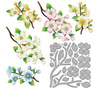 GLOBLELAND Dogwood Cutting Dies for Card Making Flower Leaf Metal Die Cuts Plant Cutting Dies Templates for Scrapbooking Journal Embossing Paper Craft Decor