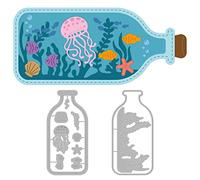 GLOBLELAND Drifting Bottle Cutting Dies - Marine Life Designs - Jellyfish, Seagrass, Starfish - Ocean Drifting Bottle Dies for Card Scrapbooking & DIY Crafts