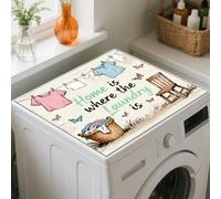 GLOBLELAND Drying Clothes Dryer Dust Cover 23.6×23.6 inch Interesting Text Washing Machine Top Protector Pads Non Slip Washing Machine Top Covers for Laundry Room Kitchen Bathroom Table