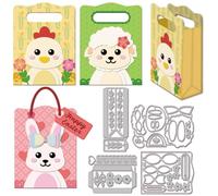 GLOBLELAND Easter Animal Gift Bag Cutting Dies Metal Rabbit Chicken Sheep Die Cuts Cartoon Animal Bag Frame Cutting Embossing Templates for Scrapbooking Crafts Paper Cards Making