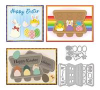 GLOBLELAND Easter Egg Carton Cutting Dies for Card Making Cartoon Rabbit Metal Die Cuts Chicken Egg Box Frame Die Cut Dies for DIY Embossing Scrapbooking Paper Crafts Decor