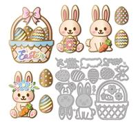 GLOBLELAND Easter Line Rabbit Cutting Dies Metal Flower Basket Die Cuts Easter Egg Cutting Embossing Templates for Scrapbooking Crafts Paper Cards Making
