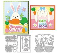 GLOBLELAND Easter Rabbit Cutting Dies for Card Making Happy Easter Metal Die Cuts Flower Carrot Get Well Soon Die Cut Dies for DIY Embossing Scrapbooking Paper Crafts Decor