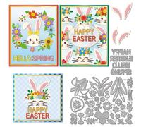GLOBLELAND Easter Rabbit Cutting Dies for Card Making Spring Flowers Metal Die Cuts Happy Easter Die Cut Dies for DIY Embossing Scrapbooking Paper Crafts Decor