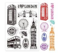 GLOBLELAND Elizabeth Tower Clear Stamps for Card Making Tower Bridge Clear Silicone Stamp Seal The London Eye Transparent Stamp for Scrapbooking DIY Journal Decoration