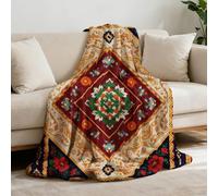 GLOBLELAND Ethnic Style Carpet Patterns Blankets for Home Sofa Travel 59 x 51 Ethnic Characteristics Geometric Pattern Decorative Throws for Sofa Carpets Armchair Camping Tapestry Tablecloths
