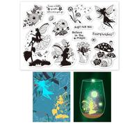 GLOBLELAND Fairy Clear Stamps Flowers Silicone Stamp Seal Fairy Tale Transparent Silicone Stamps for Card Making Photo Journal Decoration DIY Scrapbooking