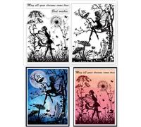 GLOBLELAND Fairy Mushroom Silhouette Clear Stamps Fairy Mushroom Silhouette Decorative Clear Stamps Silicone Stamps for Card Making and Photo Album Decor Decoration and DIY Scrapbooking