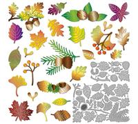GLOBLELAND Fall Leaves Die Cuts Autumn Leaf Seeds Acorns Pine Cones Cutting Dies for DIY Scrapbooking Paper Card Making Album Art Craft Decoration