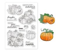 GLOBLELAND Fall Thanksgiving Happy Harvest Clear Stamps for Cards Making Autumn Pumpkin Word Clear Stamp Seals Transparent Stamps for DIY Scrapbooking Photo Album Journal Home Decoration