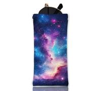 GLOBLELAND Fantasy Milky Way Soft Glasses Case Star River Sky Squeeze Top Eyeglass Case Travel PU Leather Sunglass Case Portable Sunglasses Pouch for Women Men