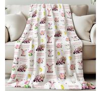 GLOBLELAND Farm Animals Blanket 59x51inch Pigs Sheep Chicks Soft Cozy Flannel Throws Pink Flowers Truck Coquette Washable Throw Blanket for Home Office Room Bed Sofa Chair Family Friends Gifts