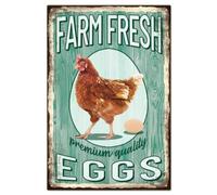 GLOBLELAND Farm Fresh Eggs Metal Tin Sign 8x12inch