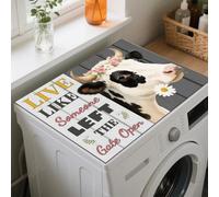 GLOBLELAND Farm Peeking Cows Pattern Washer Dryer Dust Cover Mat 23.6x19.6inch Funny Animal Washing Machine Top Protector Pad Retro Non Slip Washing Dryer Dust Top Covers for Laundry Room Placemat