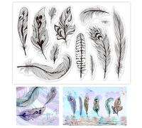 GLOBLELAND Feathers Clear Stamp Peacock Bird Duck Silicone Transparent Stamp Seal Card for DIY Scrapbooking Cards Making Photo Album Decorative