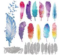 GLOBLELAND Feathers Cutting Dies for DIY Scrapbooking Metal Birds Feathers Die Cuts Embossing Stencils Template for Paper Card Making Decoration Album Craft Decor