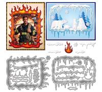 GLOBLELAND Fire and Icicles Frames Cutting Dies for Card Making Snowflakes Frames Metal Die Cuts Blaze Fire Border Die Cut Dies for DIY Embossing Scrapbooking Crafts Paper Decor