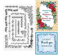 GLOBLELAND Flower Leaf Lace Plant Lace Corner Clear Stamps Pattern Lines Wave Leaves Silicone Clear Stamp Seals for DIY Scrapbooking Journals Decorative Cards Making Photo Album