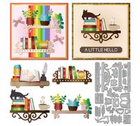 GLOBLELAND Flower Shelves Cutting Dies Book Leaf Metal Die Cuts Coffee Cat Cutting Embossing Templates for Scrapbooking Crafts Paper Cards Making