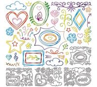 GLOBLELAND Flowers Leaves Graffiti Lines Cutting Dies for Card Making Rectangles Star and Heart Frames Metal Die Cuts Nesting Frame Cutting Dies for DIY Scrapbooking Photo Album Crafts Decor