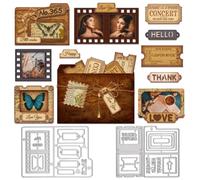 GLOBLELAND Folder Slide Stamp Film Cutting Dies for Card Making Envelope Cut Die File Folder Die Cuts for DIY Scrapbooking Journal Embossing Paper Craft Decor