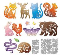 GLOBLELAND Folk Art Patterned Animals Cutting Dies for Card Making Cat Rabbit Metal Die Cuts Bear Deer Fox Cutting Dies Templates for Scrapbooking Journal Embossing Paper Craft Decor