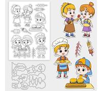 GLOBLELAND Food Characters Clear Stamp Barbecue Cutting Dies Set Popsicles Skewers Silicone Clear Stamps Metal Food Star Love Heart Die Cuts for Card Making and DIY Embossing Scrapbooking Craft Decor