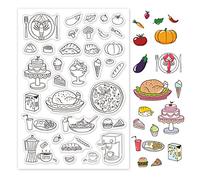 GLOBLELAND Food Clear Stamps Recipe Icons Coffee Cake Turkey Silicone Clear Stamp Seals for Cards Making DIY Scrapbooking Photo Journal Album Decor Craft