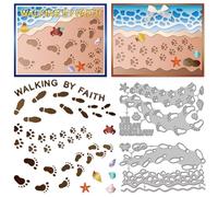 GLOBLELAND Footprint Background Cutting Dies for Card Making Dog Claw Marks Metal Die Cuts Beach Seashells Die Cut Dies for Summer DIY Embossing Scrapbooking Photo Album Crafts Decor