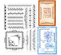GLOBLELAND Frame Silicone Clear Stamps Corners Lace Transparent Stamp Seals for Card Making DIY Scrapbooking Journaling Decoration 11x16cm/4.3x6.3in
