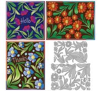 GLOBLELAND Fresh Picked Flowers Cutting Dies for Card Making Thanks Plants Die Cuts Florals Leaves Background Metal Die Cut Dies for DIY Scrapbooking Embossing Photo Album Craft Decor