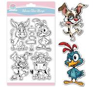 GLOBLELAND Funny Animals Clear Stamp for Scrapbooking Donkey Bird Silicone Stamps Dog Cow Transparent Stamp for Card Making DIY Embossing Journaling
