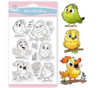 GLOBLELAND Funny Bird Clear Stamps for Scrapbooking Flowers Butterflies Silicone Music Animal Transparent Stamp for Card Making DIY Embossing Journaling