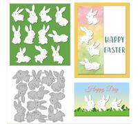 GLOBLELAND Funny Easter Rabbit Cutting Dies for DIY Scrapbooking Metal Cartoon Rabbits Cut Dies Rabbit Background Die Cuts for Card Making Embossing Photo Album Craft Decor