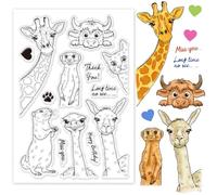 GLOBLELAND Funny Various Animal Heads Clear Stamps Giraffe Cat Cow Ostrich Alpaca Groundhog Silicone Clear Stamp Seals Cartoon Animals Transparent Stamps for DIY Scrapbooking Cards Making Photo Album