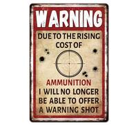 GLOBLELAND Funny Warning Aim Metal Tin Sign 12x8inch Vintage Ammunition Tin Signage Decor Signs Retro Wall Metal Plaque for Office Home Garage Room Cafes Bars Shopstore Decoration