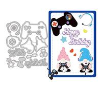 GLOBLELAND Game Console Gnome Cutting Dies Headphone Die Cuts Happy Birthday Cut Die for Birthday Card Making and Scrapbooking DIY Craft