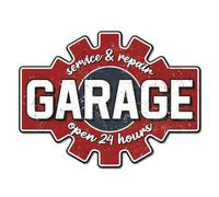 GLOBLELAND Garage Service&Repair Open 24 Hours Vintage Metal Tin Sign Retro Plaque Poster Metal Wall Decorative Tin Signs for Home Garage