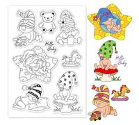 GLOBLELAND Gnome Clear Stamps Bear Horse Train Mushroom Pillow Silicone Clear Stamp Seals Transparent Stamps for DIY Scrapbooking Cards Making Photo Album Journal