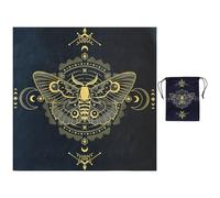 GLOBLELAND Golden Moth Divination Tarot Cloth and Cards Bag 30in Insect Butterfly Moons Thick Velvet Fabric Tablecloth Mat with Classic Tarot Card Storage Pouch for Wiccan Room Fortune Telling Game