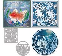 GLOBLELAND Goldfish Frame Dies for DIY Scrapbooking Metal Water Grass Cut Dies Lotus Leaf Die Cuts for Card Making Embossing Photo Album Craft Decor
