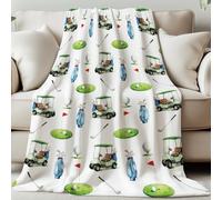 GLOBLELAND Golf Cart Throw Blanket Golf Clubs Pattern 59x51 inch