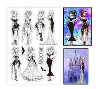 GLOBLELAND Gothic Style Lady Clear Stamps Character Bat Silicone Clear Stamp Seals Transparent Stamps for DIY Scrapbooking Cards Making Photo Album Journal