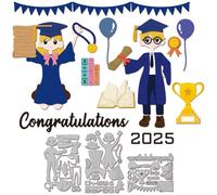 GLOBLELAND Graduation Figure Character Cutting Dies Metal Blessing Words Die Cuts Number and Text Cutting Embossing Templates for Scrapbooking Crafts Paper Cards Making