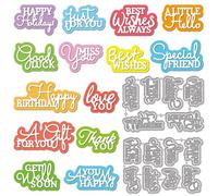 GLOBLELAND Greeting Texts Cutting Dies for Card Making Blessing Words Metal Die Cuts Retro Overlaying Artistic Greetings Die Cut Dies for DIY Cards Scrapbooking Photo Album Crafts Decor