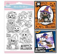 GLOBLELAND Halloween Animals Clear Stamps for Cards Making Halloween Cats Transparent Stamp Pumpkins Silicone Stamps Seal for DIY Scrapbooking Photo Album Decor