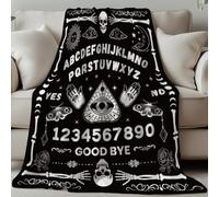 GLOBLELAND Halloween Black Gothic Divination Throw 59x51 inch Sun and Moon Soft Cozy Flannel Blanket Skeleton Moth Washable Fuzzy Throw Blanket for Couch Chair Sofa Bed Dorm Bedroom Home Women Man