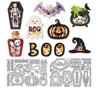 GLOBLELAND Halloween Shaker Cutting Dies for DIY Scrapbooking Metal Ghost Pumpkin Cut Dies Pot Boo Die Cuts for Card Making Embossing Photo Album Craft Decor