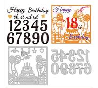 GLOBLELAND Happy Birthday Background Cutting Dies Number Die Cuts Template Stencil for Card Making Decoration DIY Scrapbooking Album Craft Decor